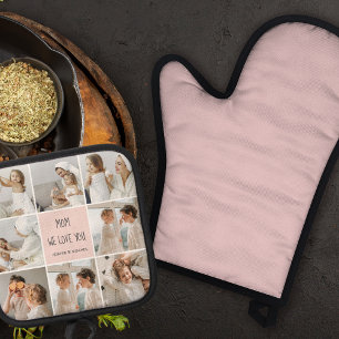 Collage Foto Mam We houden van je beste moeder Gif Ovenwant & Pannenlap Set