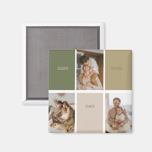Collage Foto Modern Best Pap Ever Gift Magneet (Voorkant / Achterkant)