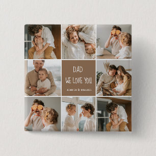 Collage Foto Pap We houden van je gelukkige vaderd Vierkante Button 5,1 Cm