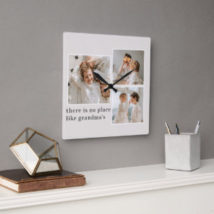 Collage Foto & Quote Best Grandma Gift Vierkante Klok