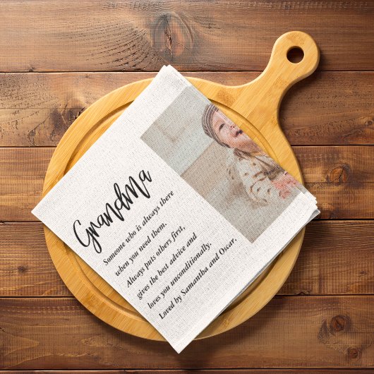 Collage foto's en beste grootmoeder ooit theedoek