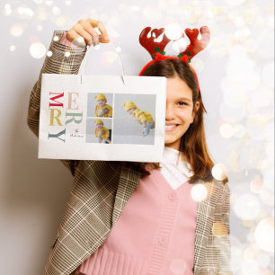 Collage foto's en kleurrijke groeven Happy Holid Groot Cadeauzakje