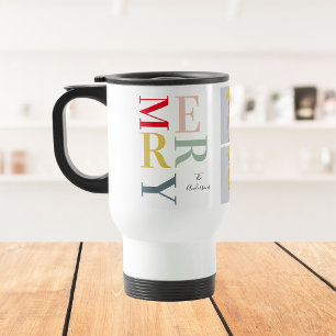 Collage foto's en kleurrijke groeven   Happy Holid Reisbeker