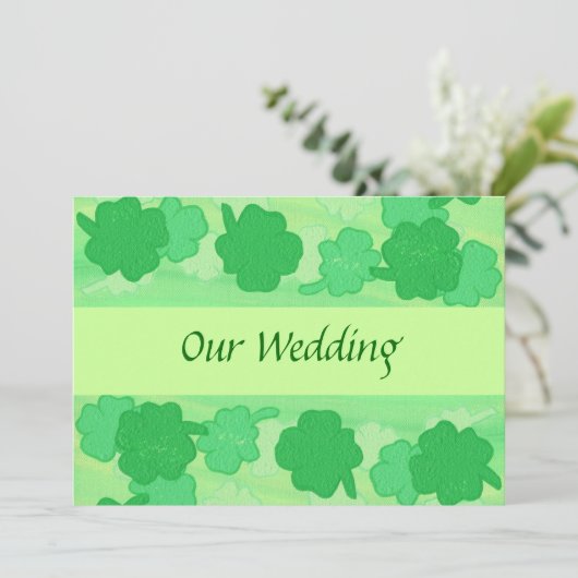Collage Green Shamrocks, Invitations de mariage (Debout devant)