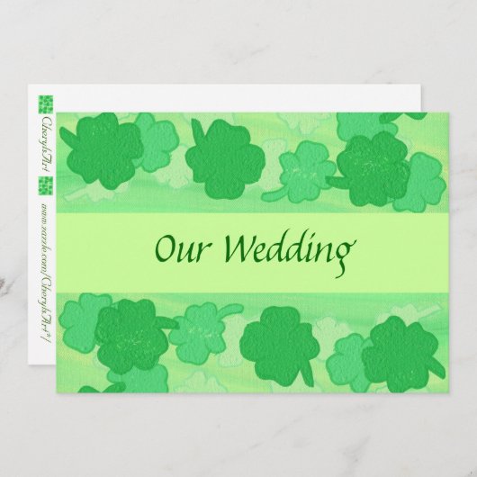 Collage Green Shamrocks, Invitations de mariage (Devant / Derrière)
