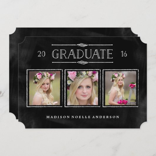Collage in Krijt Afstuderen Uitnodiging (Voorkant / Achterkant)