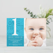 Collage Invitation premier anniversaire - Bleu (Debout devant)