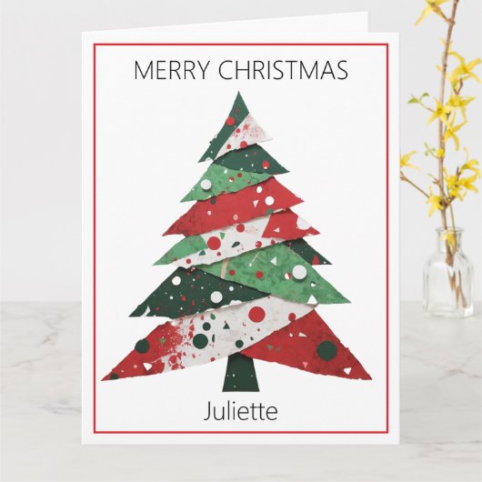 Collage Kerstboom Kaart (Gele Bloem)