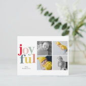 Collage Kerstmis Vier Foto's | Colorful Joyful Briefkaart (Staand voorkant)
