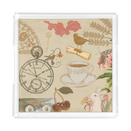  collage kunst acryl dienblad