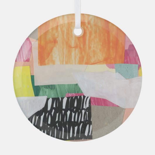 Collage kunst, modern kleurrijk abstract. glas ornament (Voorkant)