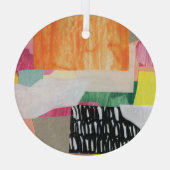 Collage kunst, modern kleurrijk abstract. glas ornament (Achterkant)