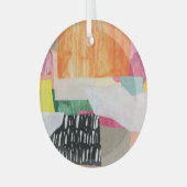 Collage kunst, modern kleurrijk abstract. glas ornament (Voorkant links)