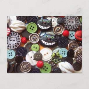 Collage met Black Cheshire Cat Buttonnen Briefkaart