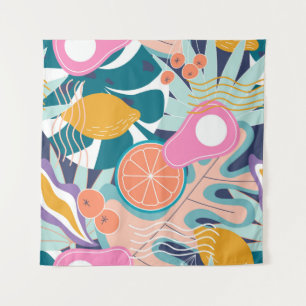 Collage modern bloemennaadloos patroon. Moderne ex Wandkleed