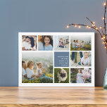 Collage moderne | CARTE PHOTO HANOUKKA<br><div class="desc">La carte de collage photo Hanoukka moderne comprend huit photos disposées dans une grille,  avec votre message de vacances personnel et les noms en blanc sur ardoise bleue. Un design simple et minimaliste qui montre vos photos préférées.</div>