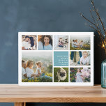 Collage moderne | CARTE PHOTO HANOUKKA<br><div class="desc">Carte de collage photo Hanoukka moderne dispose de huit photos disposées dans une grille,  avec votre message de vacances personnel et les noms en blanc sur aqua. Un design simple et minimaliste qui montre vos photos préférées.</div>