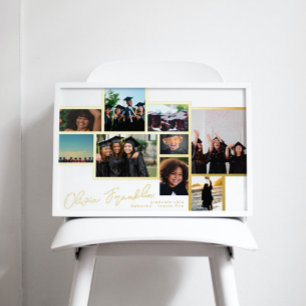 Collage Multi Foto Afstudeerder School GOUDEN LIJS Folie Afdrukken