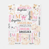 Collage Name Cute Kitten met Name Pattern Fleece Deken (Voorkant)