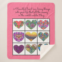 Collage of Painted Hearts (on pink), with Quote