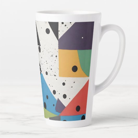 Collage Papier Zwart Stippen Latte Mok (Rechts)