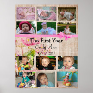 Collage personnalisé de première année Poster phot