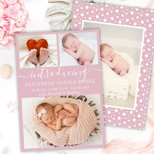Collage photo Blush Faire-part de naissance fille 