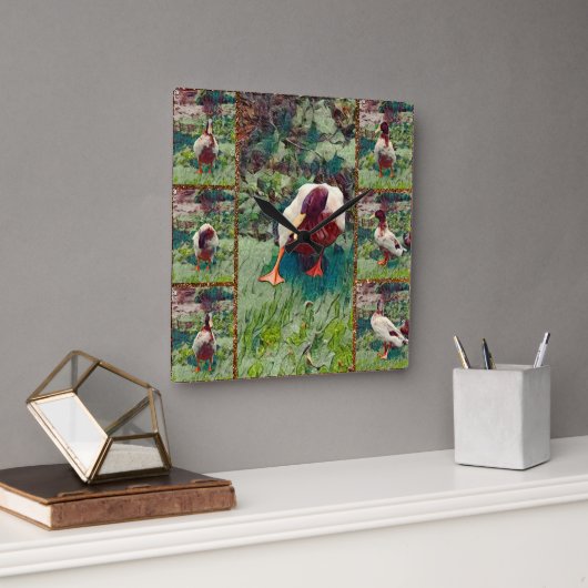 Collage photo Bored Duck, horloge murale Carré (Bureau)