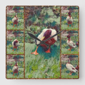 Collage photo Bored Duck, horloge murale Carré (Recto)