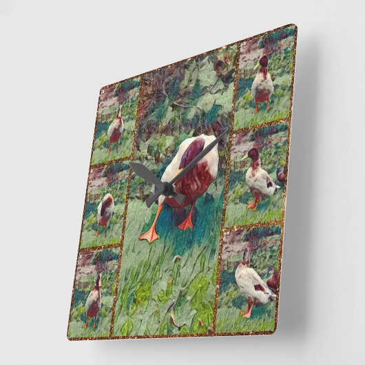 Collage photo Bored Duck, horloge murale Carré (Angle)