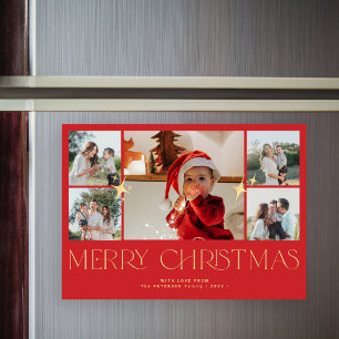 Collage photo Carte magnétique rouge Joyeux Noël
