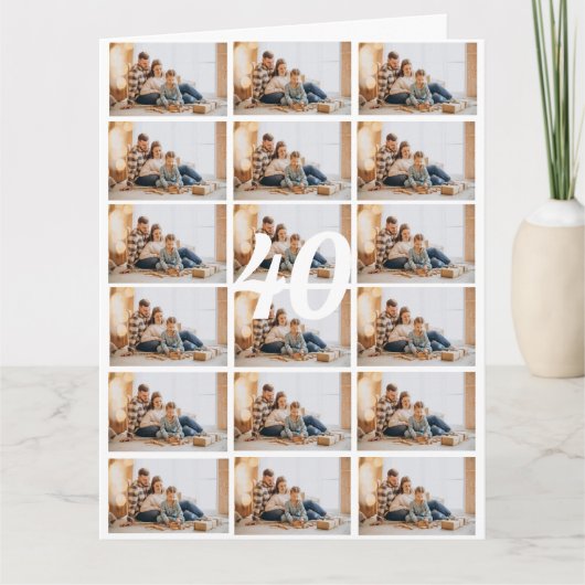 Collage photo de 40e ou tout âge Grande carte d'an (Devant)