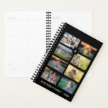 Collage photo de famille 8 photos noir personnalis<br><div class="desc">Faites votre propre collage photo de famille, 8 photos sur arrière - plan noir, planificateur. Vous pouvez ajouter vos propres photos et nom, monogramme et année pour créer un planificateur unique et personnel.</div>