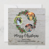 Collage photo de famille rustique Merry Carte de v (Devant)