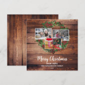 Collage photo de famille rustique Merry Carte de v (Devant / Derrière)