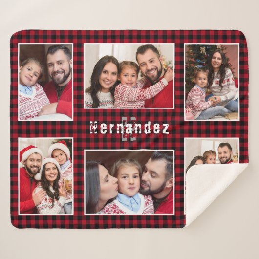 Collage photo de la famille de Plaid Rustic Red Bu (Devant (Horizontal))