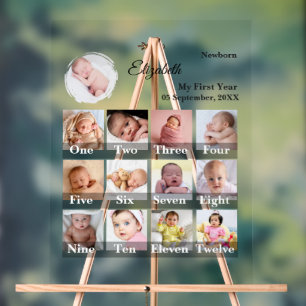 Collage photo de la première année de bébé 12 mois