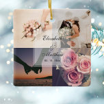 Collage photo de l'épouse et de la chambre d'anniv<br><div class="desc">Mariage Anniversaire Mariée et Salle Photo Collage Ornement en céramique</div>