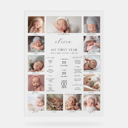 Collage photo d'étape d'anniversaire minimaliste 1 (Recto)