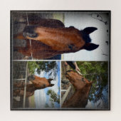 Collage photo du cheval Brown, Puzzle de Jigsaw (Horizontal)