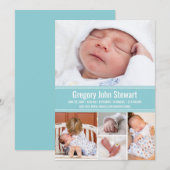 Collage photo du nouveau-né Faire-part de naissanc (Devant / Derrière)