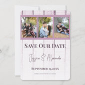 Collage photo en bois magenta Save The Date (Devant)
