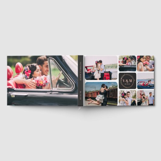 Collage photo et monogramme | Livre d'or mariage (Complet)
