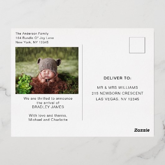 Collage photo faire-part de naissance | Je suis no (Verso)