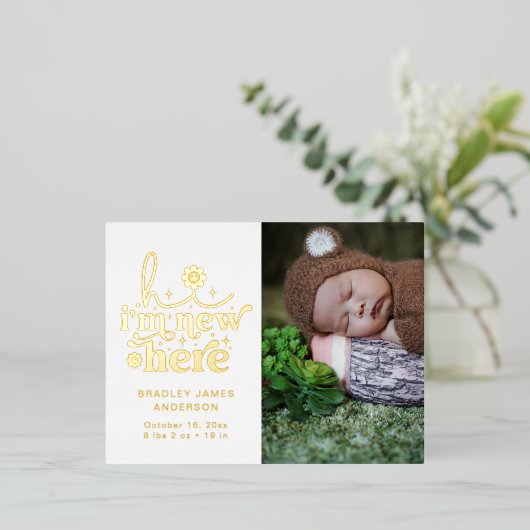 Collage photo faire-part de naissance | Je suis no (Debout devant)