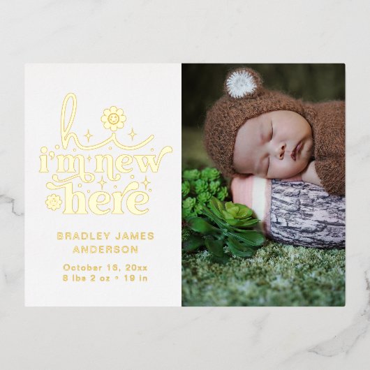 Collage photo faire-part de naissance | Je suis no (Recto)