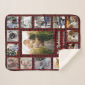 Collage Photo Famille 15 + Nom Red Buffalo Plaid (Devant (Horizontal))