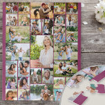 Collage Photo Famille 31 Photo Pink Jigsaw Puzzle<br><div class="desc">Puzzle photo collage personnalisé, présentant 31 de vos photos préférées. Ce puzzle amusant a une palette de couleurs arrière - plans de rose foncé - mais vous êtes invités à modifier ceci à n'importe quelle couleur que vous voudriez. Le modèle photo créera le collage photo et affichera vos photos téléchargées...</div>