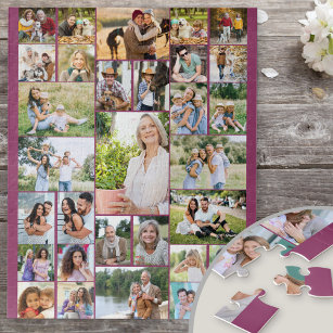 Collage Photo Famille 31 Photo Pink Jigsaw Puzzle 