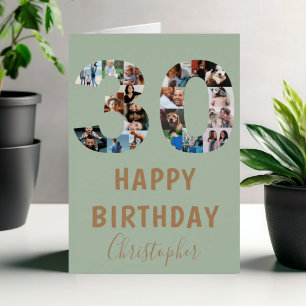 Collage photo Joyeux Anniversaire Moderne Vert 30 